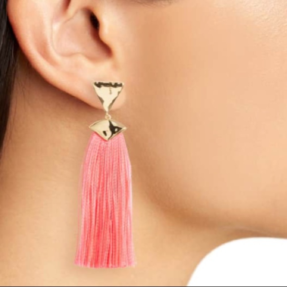 gorjana // pink havana triangle tassel earrings - Picture 4 of 4